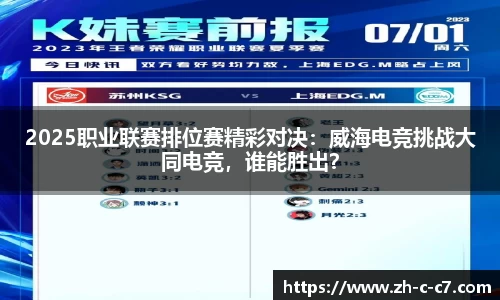 2025职业联赛排位赛精彩对决:威海电竞挑战大同电竞,谁能胜出?